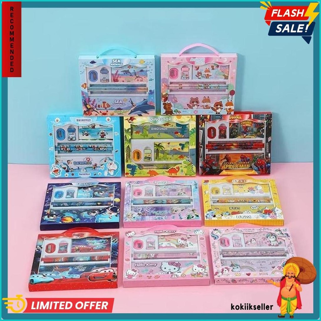 

Voova Set Kotak Pensil/ Set Box Hadiah Anak/ Set Stationery Alat Tulis Kotak Pensil Karakter Lucu Diskon Setengah Harga