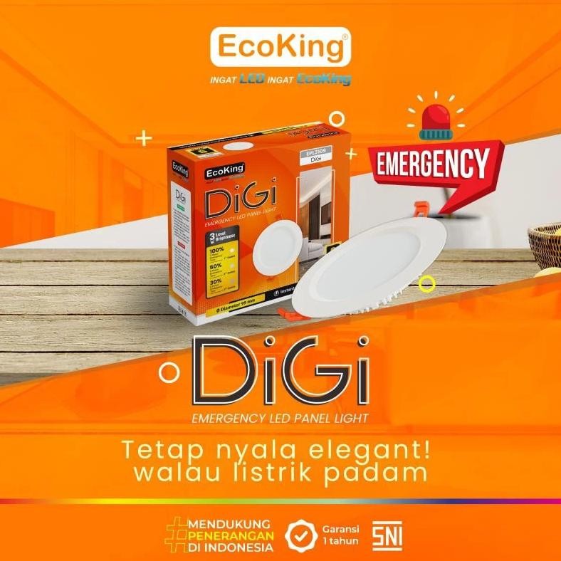 ECOKING DIGI EPL3109 EPL3115 DOWNLIGHT EMERGENCY LED PANEL LIGHT 9W  15W 9 WATT 15 WATT SNI CAHAYA P