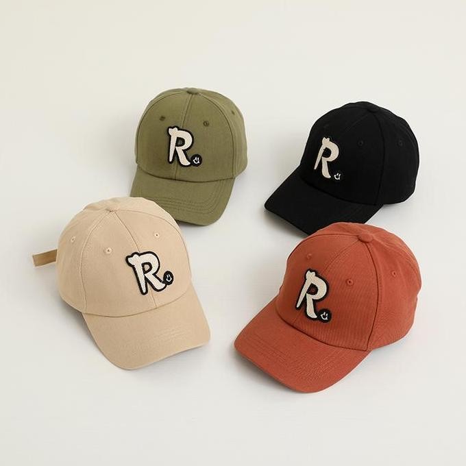 Topi Baseball Anak Laki Laki Import Topi Anak Cowok Logo Huruf R Anak Balita 1-5 Tahun