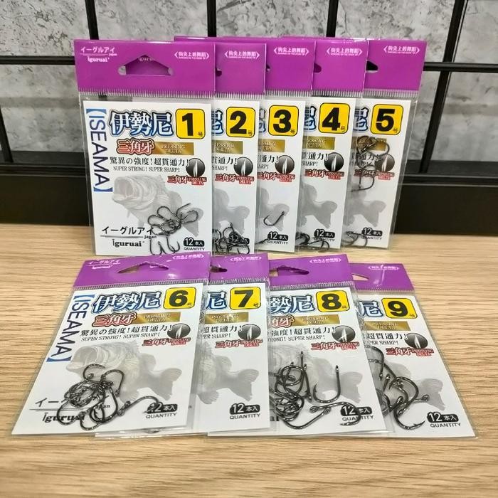 Kail Pancing Iguruai Iseama Hook Kuat Tajam Tebal - Set Isi 12 Kail - Mata Kail
