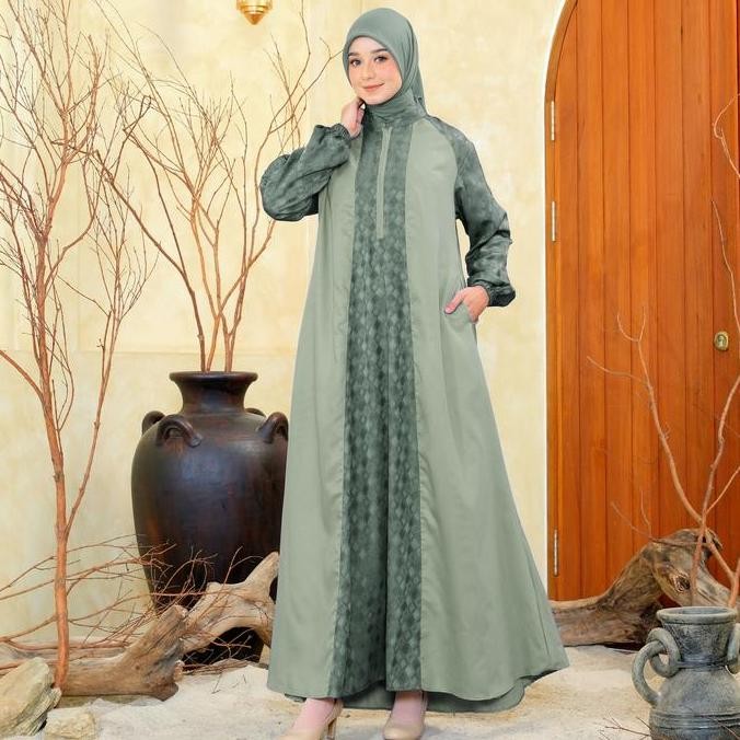 Gamis GZ0521 Sage Green/ Gamis Katun Toyobo/ Gamis Lebaran/ Gamis Sage Green