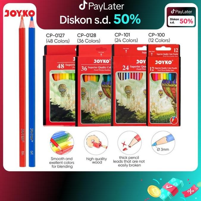 

Sale! Joyko Pensil Warna 24 Warna Hexagonal Superior Quality Color Pencil Anak Sekolah