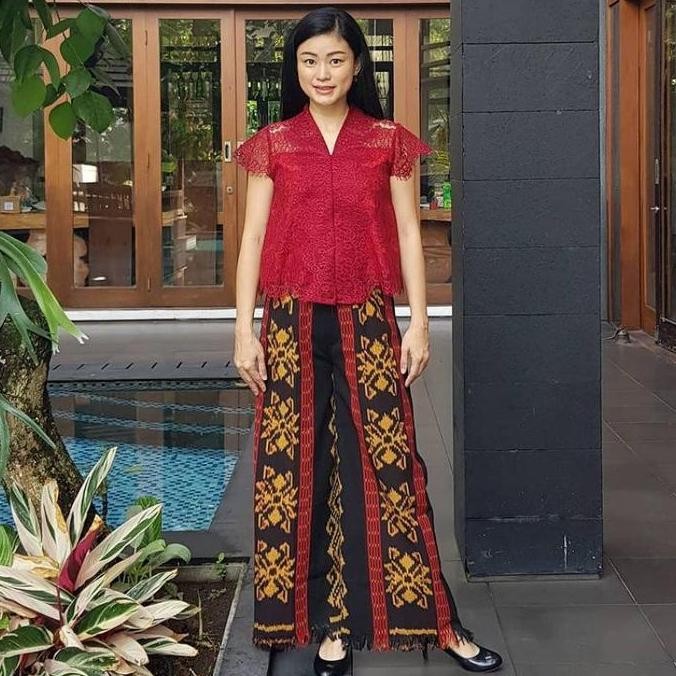Celana Kulot Tenun Batik Motif Sumba Bawahan Celana Tenun Jumbo