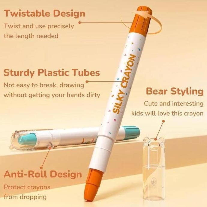 

Free BrushReady Stock One+One Crayon Putar Washable Silky Crayon 24/36/48 Warna Colorful Bucket Krayon Mewarnai Alat Warna Set Anak Wipe and Clean Stationery kotak peralatan