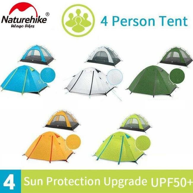 NEW tenda 4p light NATUREHIKE NH18Z044 Professional P-Series extra ringan Camping Outdoor 4 orang ke