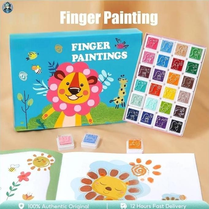 

Ready 24 Warna Finger Painting Colors with Template Mainan Edukasi Anak-Anak Sidik Jari Titik Lukisan Cat Mewarnai Coretan