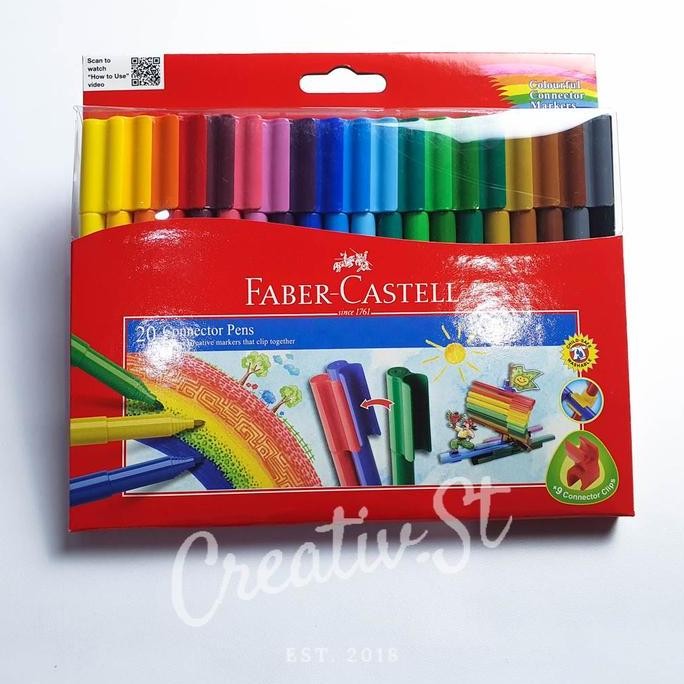 

tersedia faber-castell connector pen 20pcs - spidol warna anak & pulpen kreatif