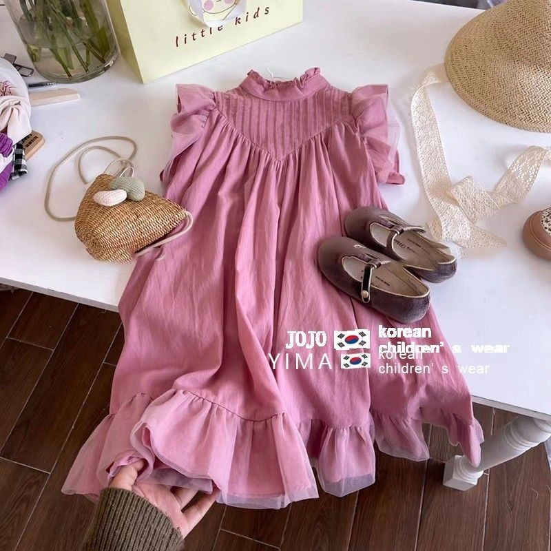 Gaun Tanpa Lengan Ungu Musim Panas Anak Perempuan Pakaian Anak Korea Gaun Tank Stylish Anak Perempua