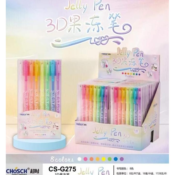 

paling diminati] 3D jelly pen chosch isi 8 warna bisa diaplikasika ke semua permukaan barang ( kuku / plastik / kaca / kertas/kayu / batu )