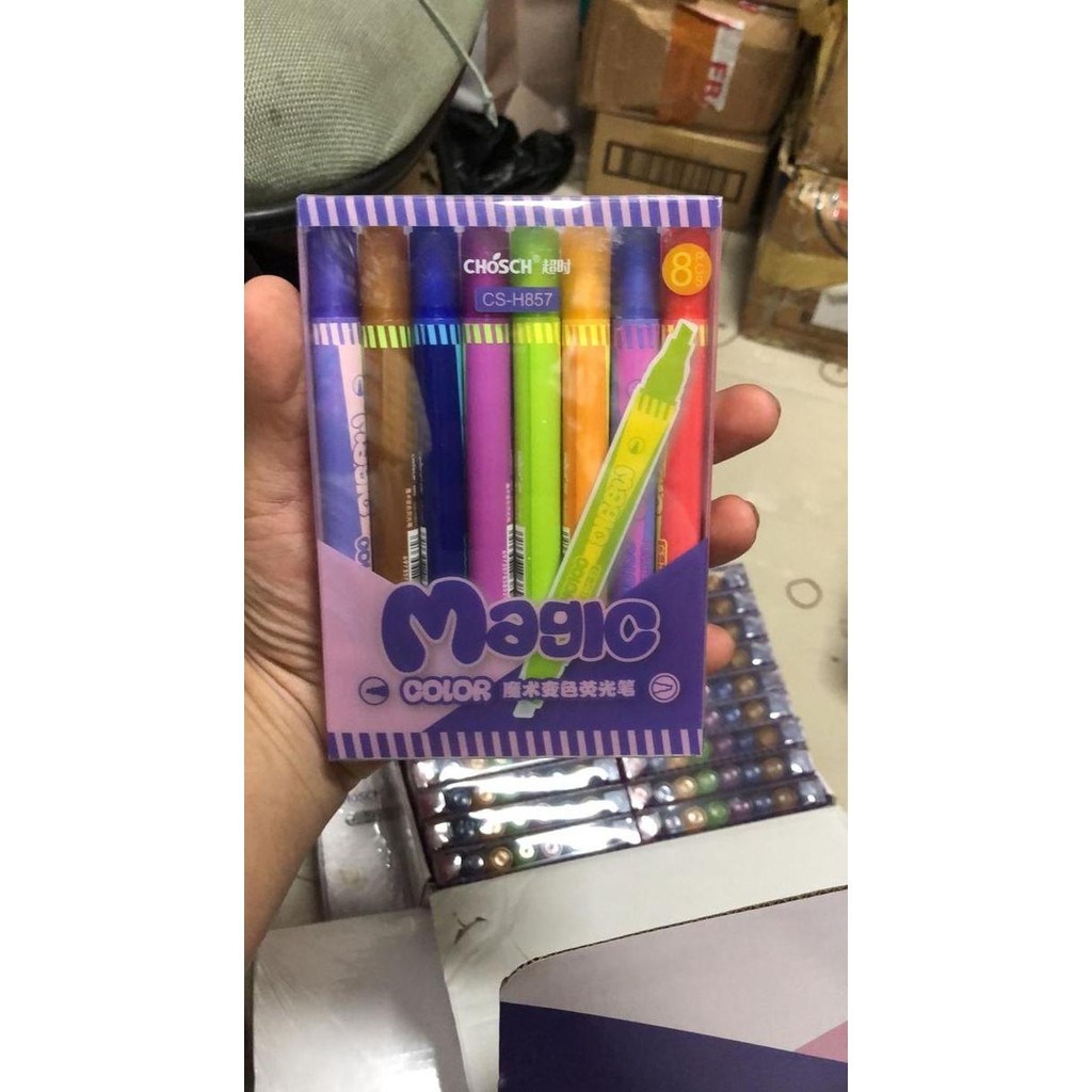 

Produk Terbaik] textliner highlighter magic chosch isi 8 cs h 857 magic color chisel tip