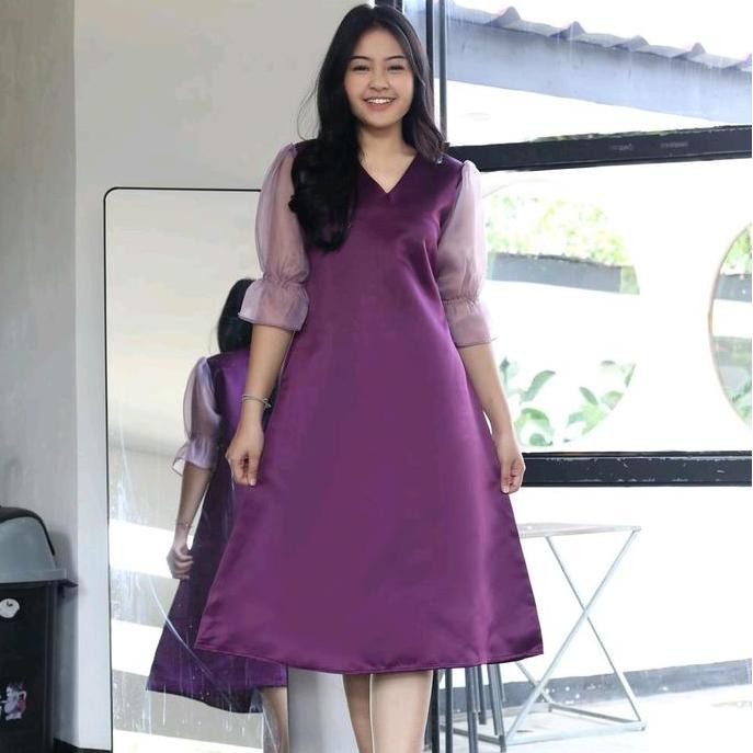 Dress Celsi Jumbo LD 130 Free BROSS || Dress Pesta Gratis Bross ||  Dress Gaun Formal Polos || Dress