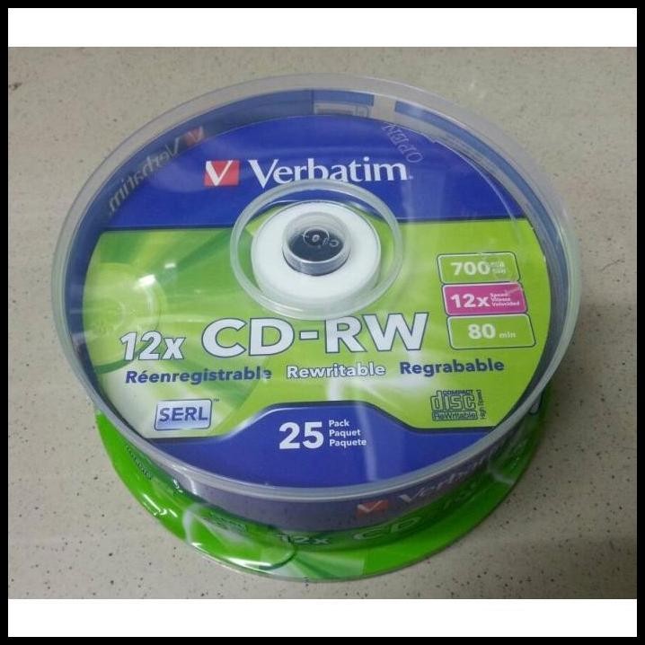 CD-RW Verbatim CB 25 / CDRW blank verbatim tabung 25 / CD RW 12X