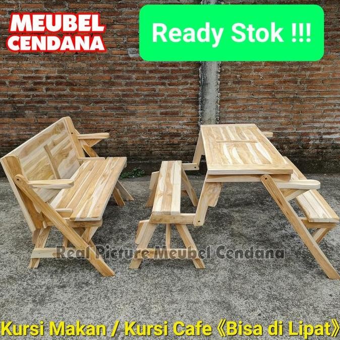 MEJA KURSI CAFE KAYU JATI / KURSI TAMAN KAYU JATI / KURSI CAFE LIPAT ORIGINAL DAN TERPERCAYA