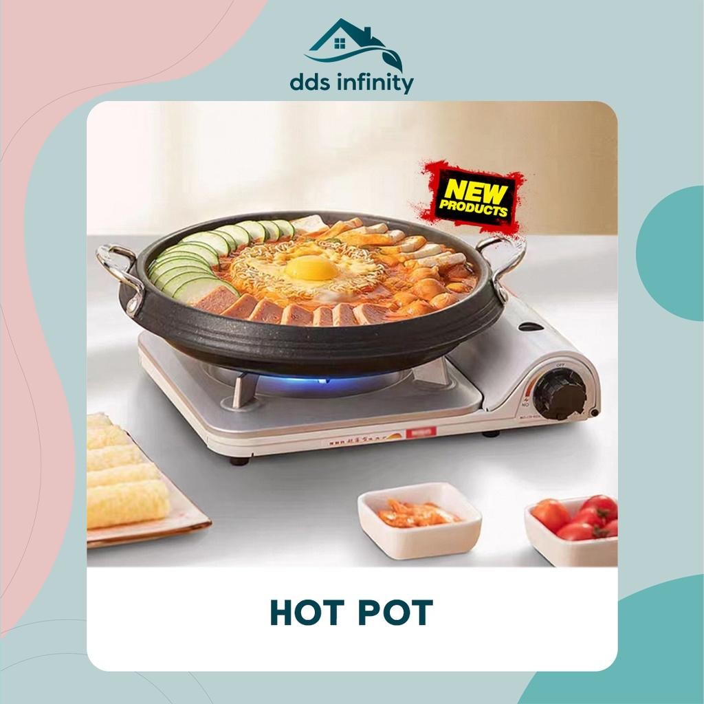 Hotpot Grill Pan Alat Pemanggang / Alat Panggangan Bbq + Tutup Kaca