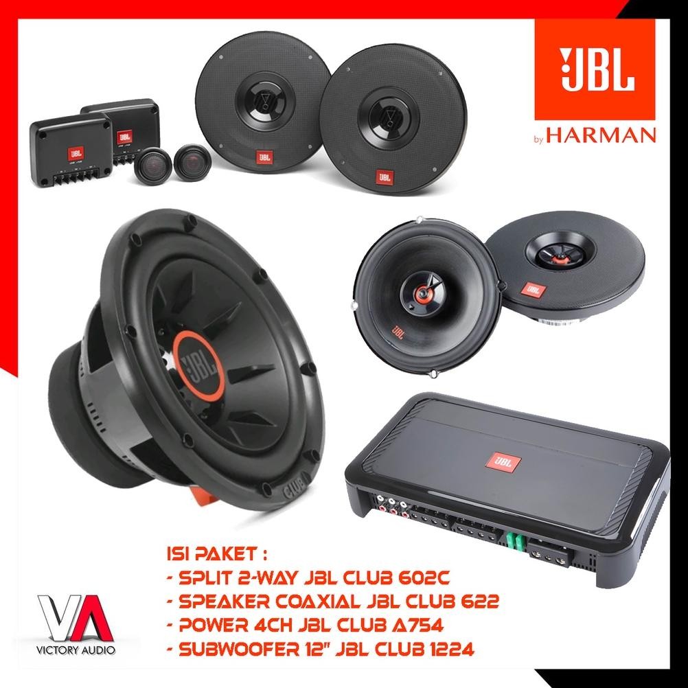 Terlaris Paket Audio Mobil Full Set Sound System Jbl Club Series 3 - Speaker Split 2-Way Club 602C C
