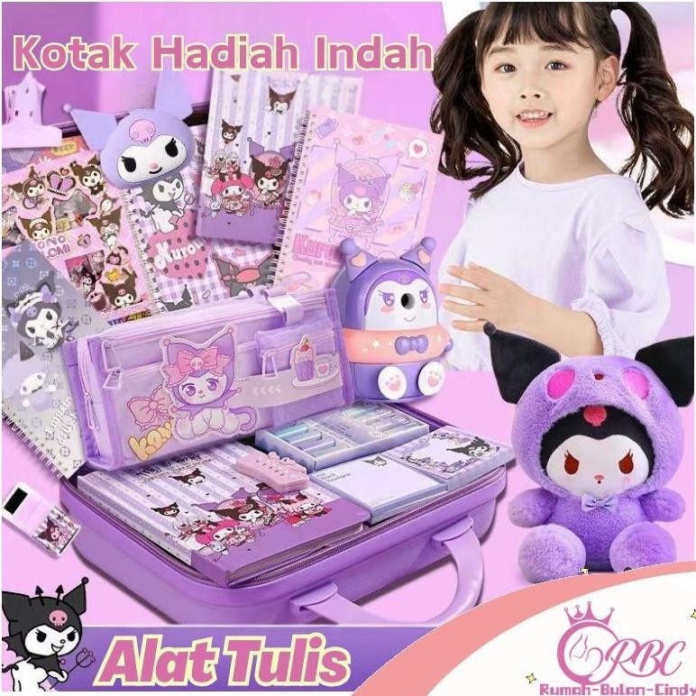 

[Penjual Lokal] Set Alat Tulis kuromi Set Sanrio Stationery Gift Kotak Pensil Karakter Anak Kotak Hadiah Ramadan