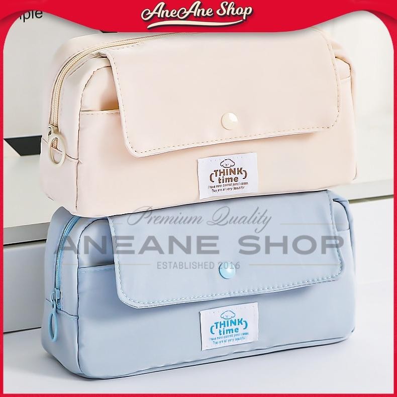 

Tempat Pensil Kanvas Kapasitas Besar THINK TIME Organizer Alat Tulis Multifungsi Warna Pastel