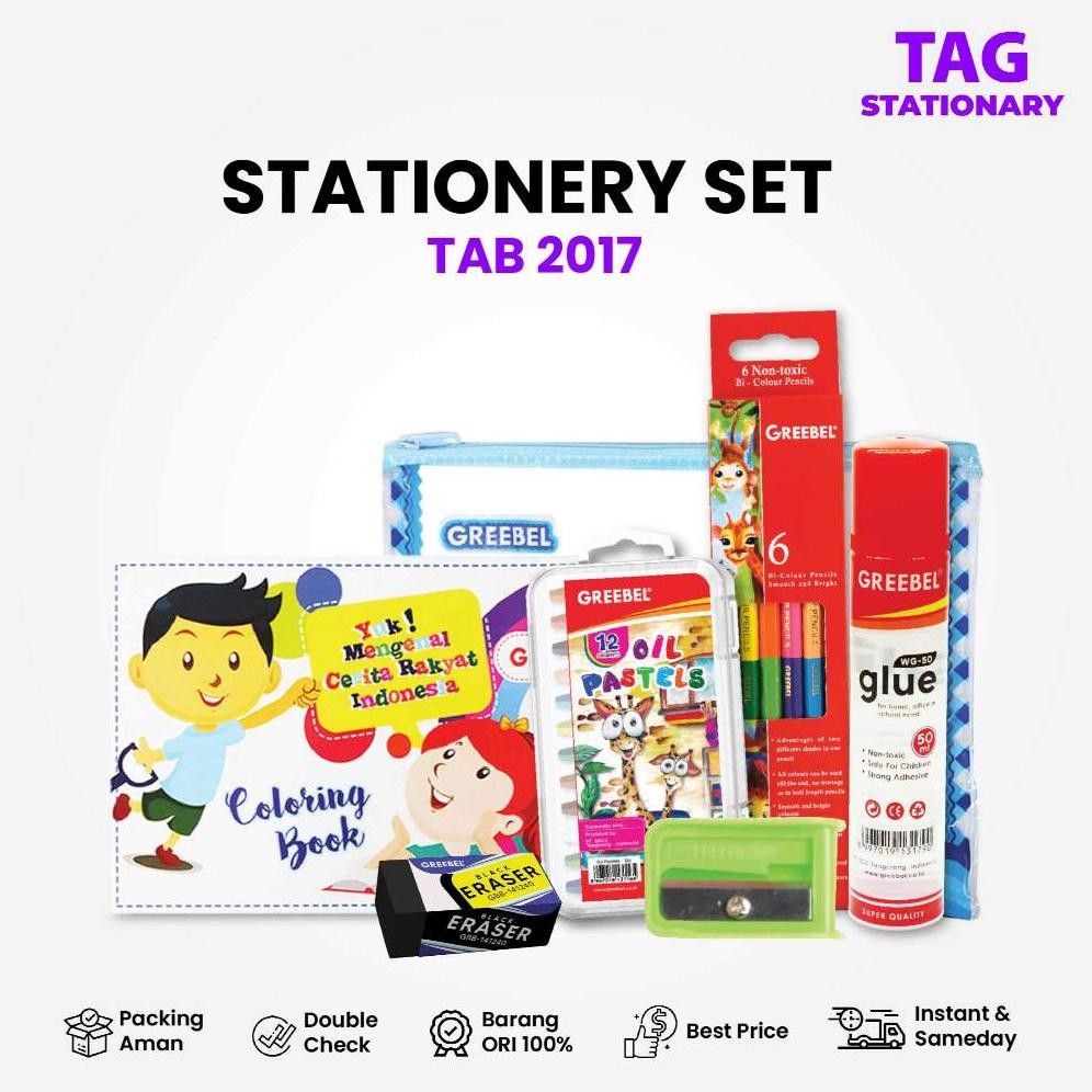 

GREEBEL Paket Alat Mewarnai / Stationery Set TAB 2017 / Paket Alat Tulis / Timur Agung Grosir
