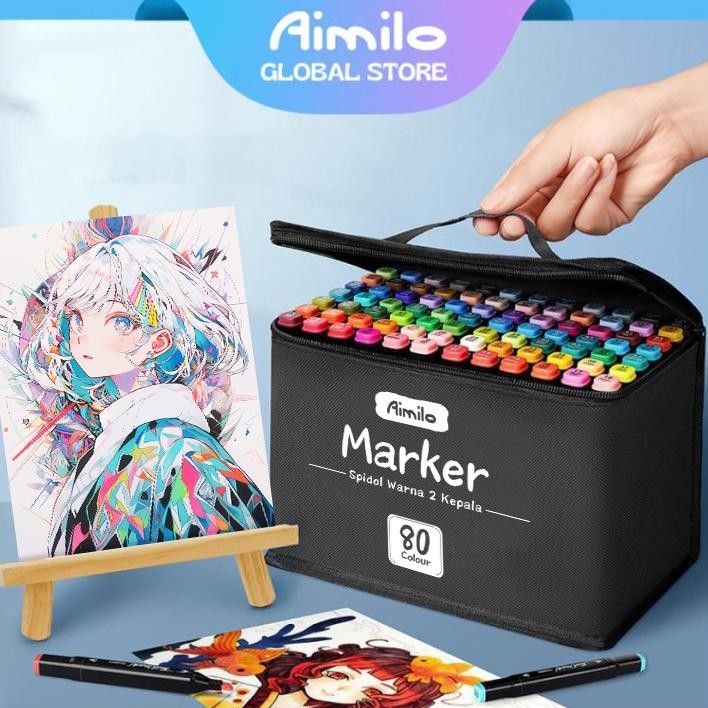 

Aimilo Spidol Warna Warni 1 Set Sketch Marker 2 Tip Touch Marker 48/60/80 Warna