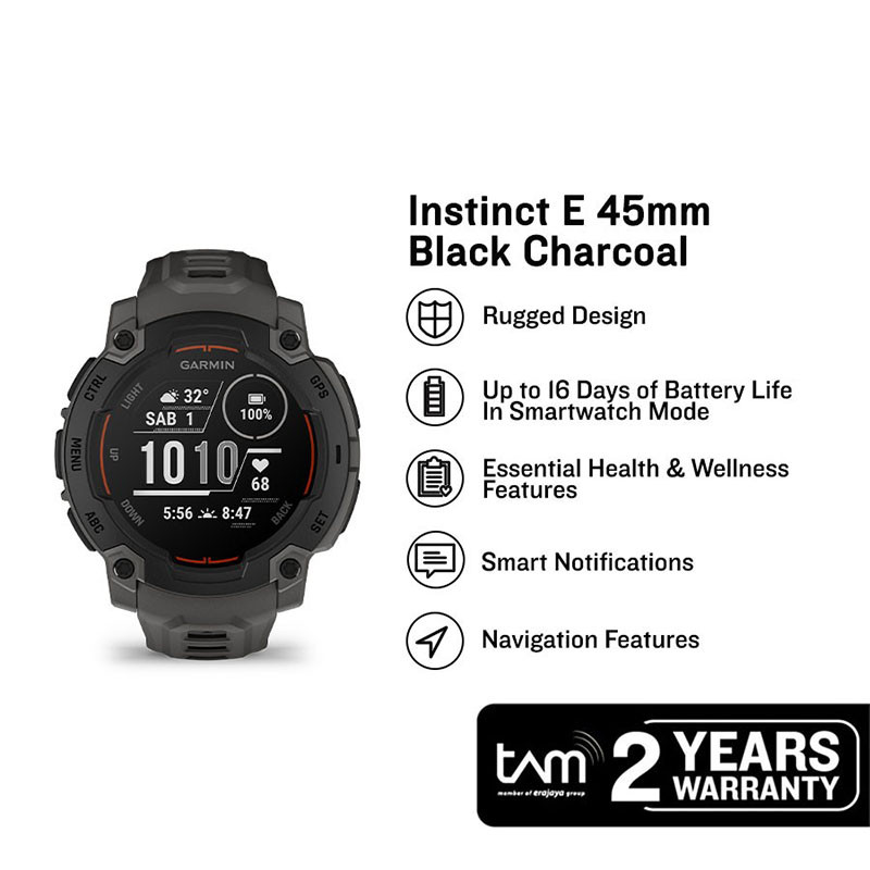 Jam Tangan Pria Garmin Instinct E 010-02933-13 Smartwatch Rugged Outdoor GPS Digital Dial Silicone B