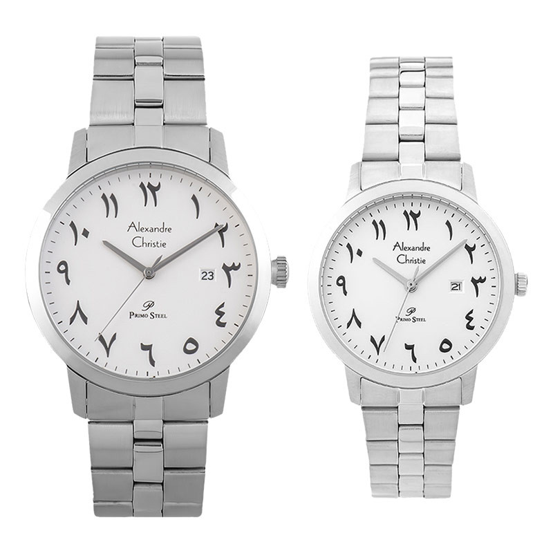 Jam Tangan Couple Alexandre Christie Primo Steel AC 1007 BSSSLBA ACF-1007 AC 1007 AC1007 Couple Silv