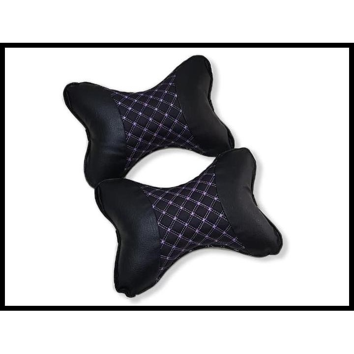TECHNOZIO Bantal mobil Ungu X2 /Bantal leher mobil Ungu