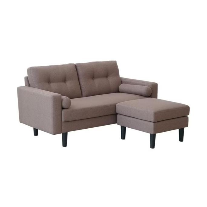 READY INFORMA PLUTO SOFA 2 SEATER + BANGKU COKLAT SOFA FABRIC MINIMALIS