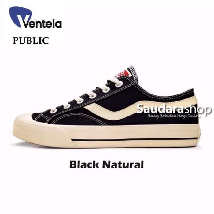 READY Sepatu Ventela Public Low Black Natural / Ventela Public Low Black