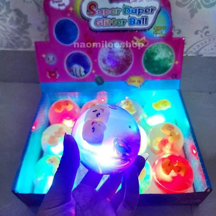 Diskon SUPER DUPER GLITTER BALL LED mainan bola air WATER BALL BOLA BEKEL NYALA LAMPU DUCK madi50 Ay