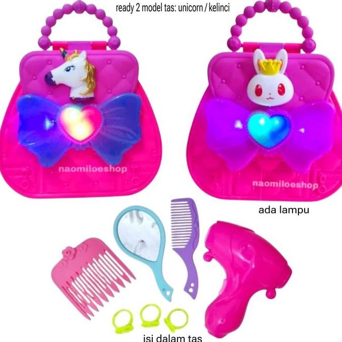 Terbaru TAS UNICORN LED Mainan Anak Perempuan Tas Kosmetik Set Make Up mainan Murah Edukatif madi50 