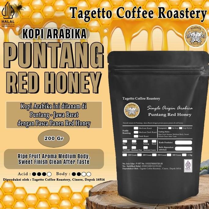 

original tagetto coffee arabika puntang red honey 200gr - biji / bubuk kopi