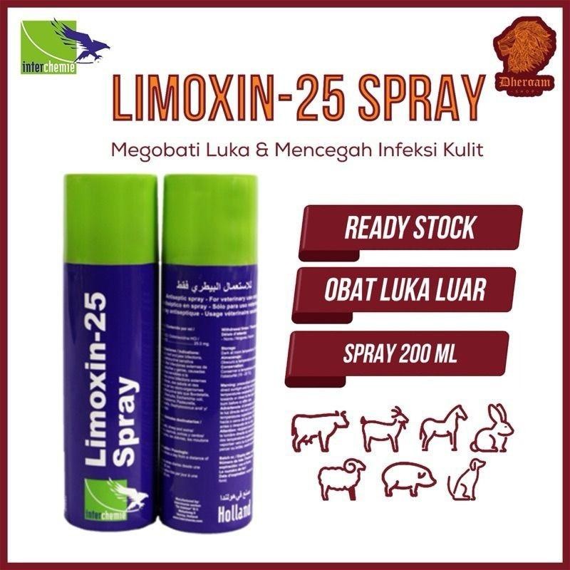 Limoxin-25 Spray Antibiotik Untuk Luka Luar Pada Hewan Sapi Kambing Domba Anjing Dan Kucing