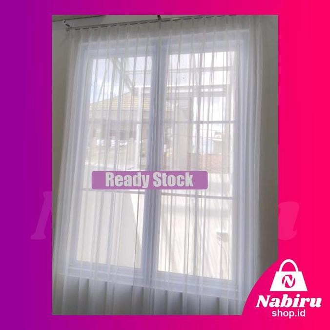 Kain Gorden Vitrase Polos Putih Transparan Jendela Pintu Puring Kualitas Kembang 3