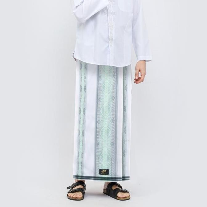 SARUNG ATLAS IDAMAN 590 JACQUARD CLASSIC MOTIF A5-JPA PUTIH HIJAU