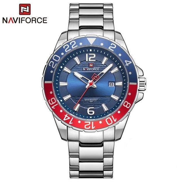 Terlaris Jam Tangan Naviforce 9192 Nf9192 Anti Air Luminous Strap Rantai Stainless || Jam Tangan Pri