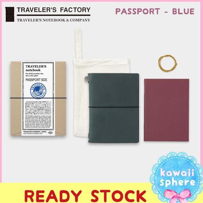 

Travelers Notebook Kit Passport Size | Blue | Ready Stock Handcarry Jepang | Traveler'S Notebook Cover + Refill Set