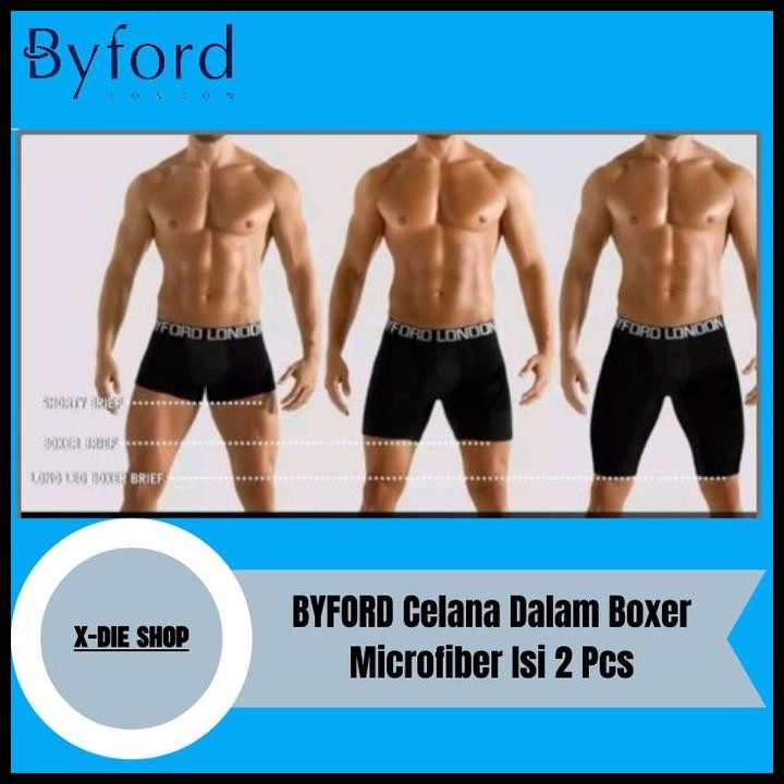 Best Seller Celana Dalam Byford Shorty Boxer Long Leg Boxer Isi 2 Pcs Microfiber