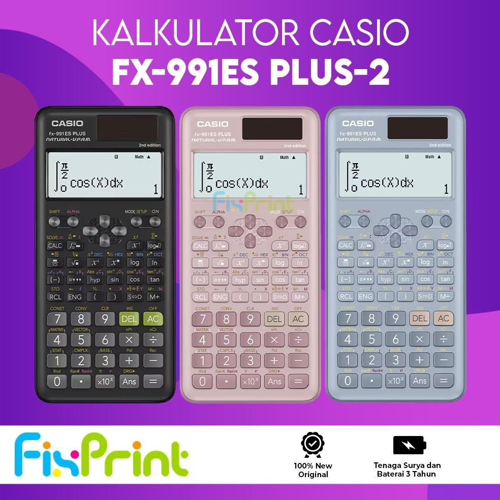 

FixPrint Kalkulator Casio fx-991ES PLUS-2 Pink Hitam FixPrint KalkulatoBiru Calculator Scientific Kalkulator Ilmiah Standar fx-991ID PLUS 2 Original