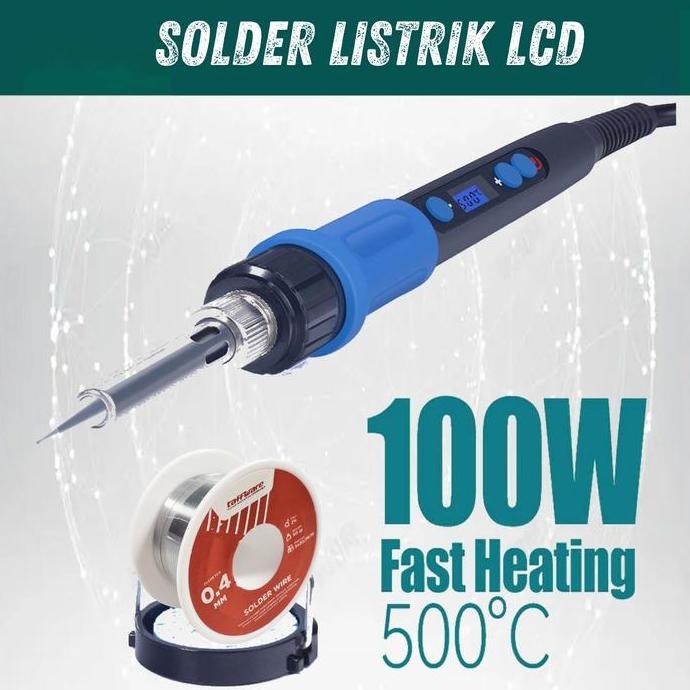DIYE Solder Listrik Digital LCD + timah set lengkap 100 Watt Adjustable Temperature L10