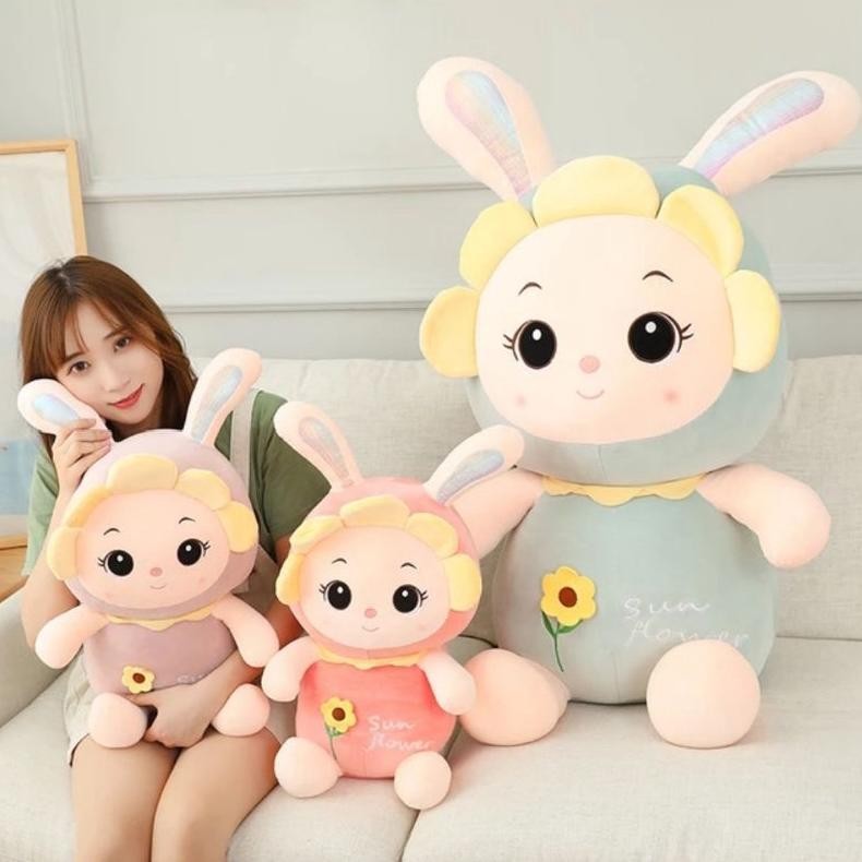 Boneka Bayi Kelinci Mewah Bunga Matahari Kelinci Telinga panjang Sunflower Plush Baby Rabbit Stuffed