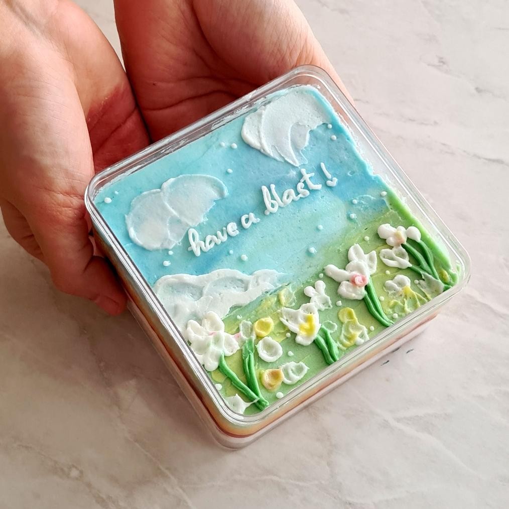 

Promoo!! Korean dessert box / cake box aesthetic flowers