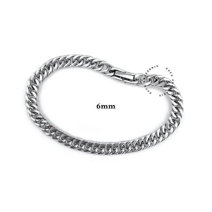 Asli Zafa Gelang Titanium Pria Wanita Model Rantai Anti Karat Elegan Fury Bracelet
