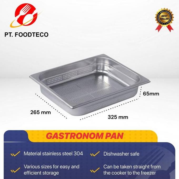 GN Pan / Gastronom / Foodpan 1/2 65 mm (Perforated)