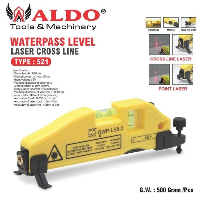 TERMURAH - WATERPASS LEVEL LASER CROSS LINE 521 / LASER LEVEL / PENGGARIS LASER MERK ALDO
