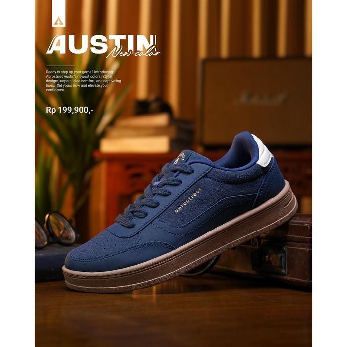 OW Aerostreet 37-44 Austin Coklat Gum Biru Tua Biru Tua - Sepatu Sneakers Casual Shoes Pria Wanita
