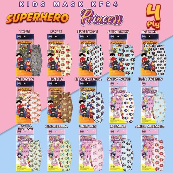 3D Masker Kf94 Anak Motif Dino-Cars-Panda-Smile 4Ply Per Pc