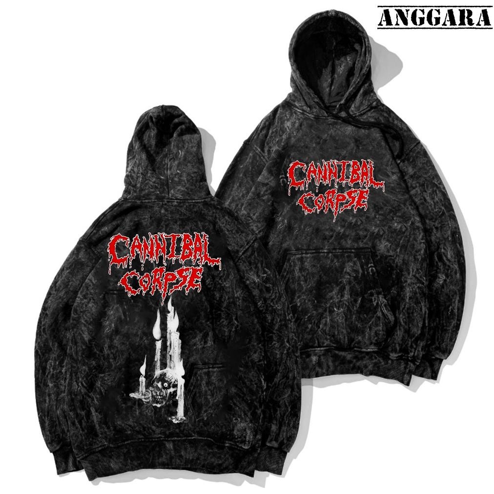 Sweater Hoodie Washed Canibal Corpse Jaket Sandwash Band Metal