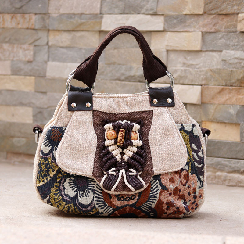 Tas Tangan Wanita Vintage Tas Anyaman Tas Bahu Tunggal Tas Kain Multifungsi