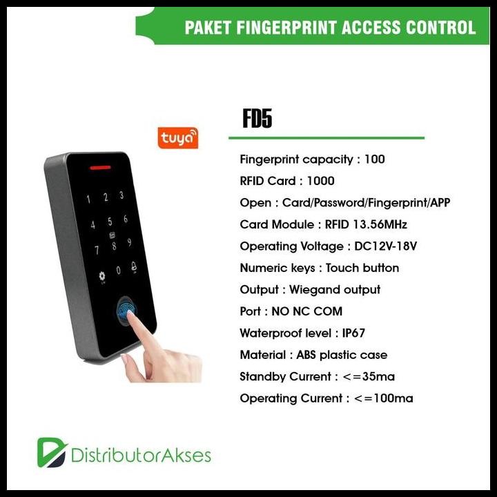 Terlaris Paket Smart Fingerprint Tuya Access Control Fd5 Em Lock Pintu Akses Good Quality