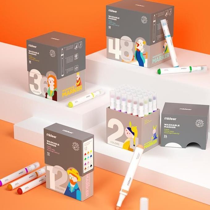 

Mideer Washable Marker 24 Pcs Mainan Spidol Bisa Di Hapus Untuk Anak